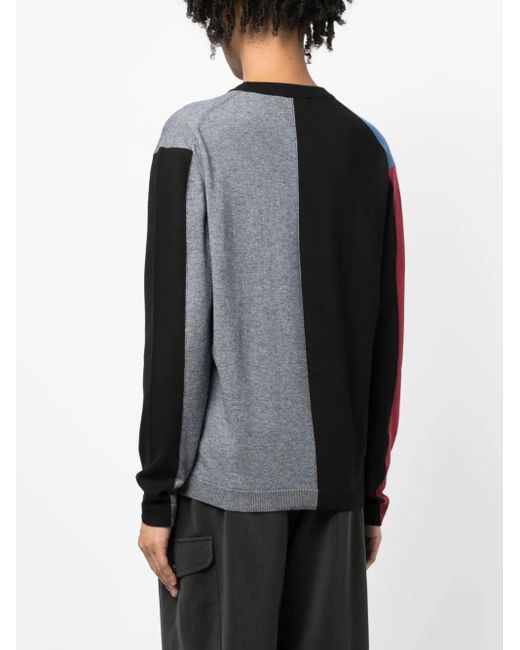 Maison Kitsuné Blue Colour-Block Knitted Jumper for men