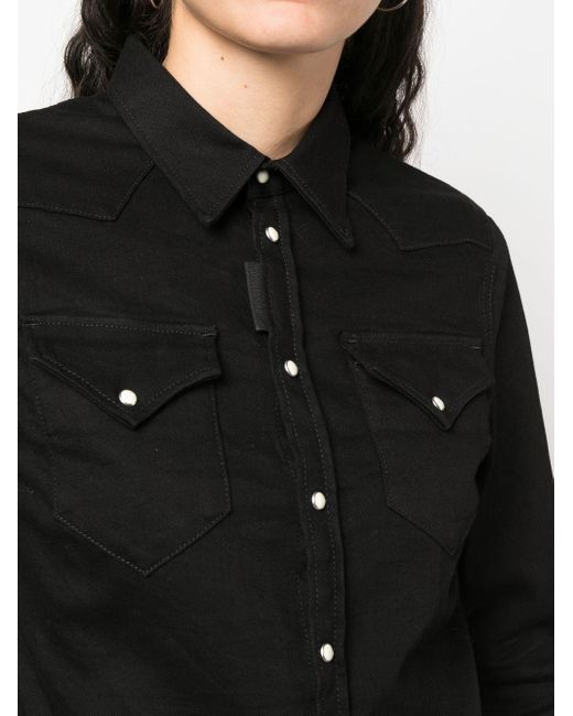 DSquared² Cropped Denim Shirt in het Black