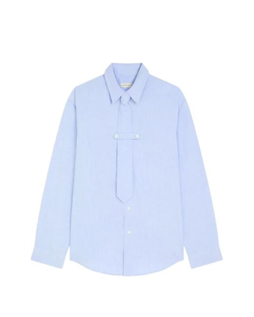 Dries Van Noten Blue Classic Cotton Shirt With Tie for men