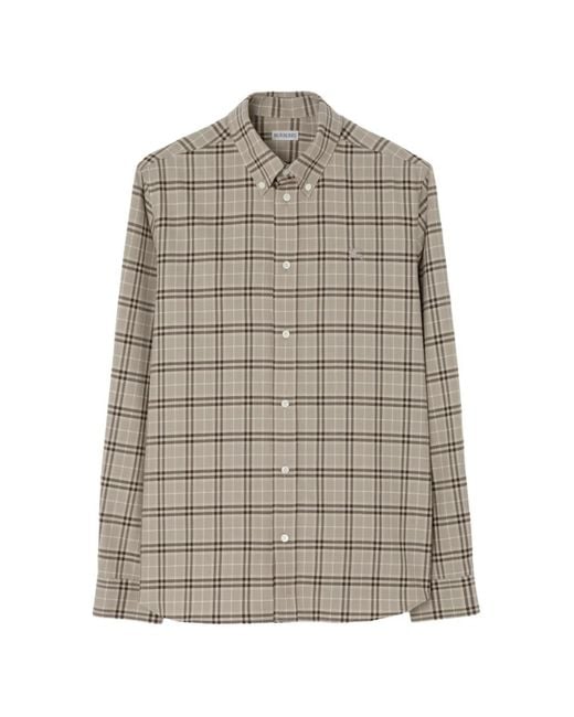 Burberry Gray Check-Pattern Shirt for men