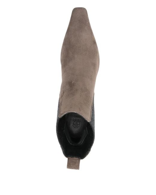 Brunello Cucinelli Brown Monili-Embellished Suede Ankle Boots