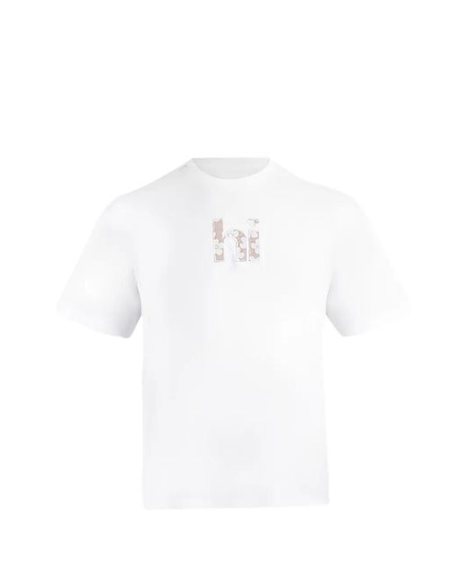 Maison hideout White T-Shirt À Appliqué De Fleur for men