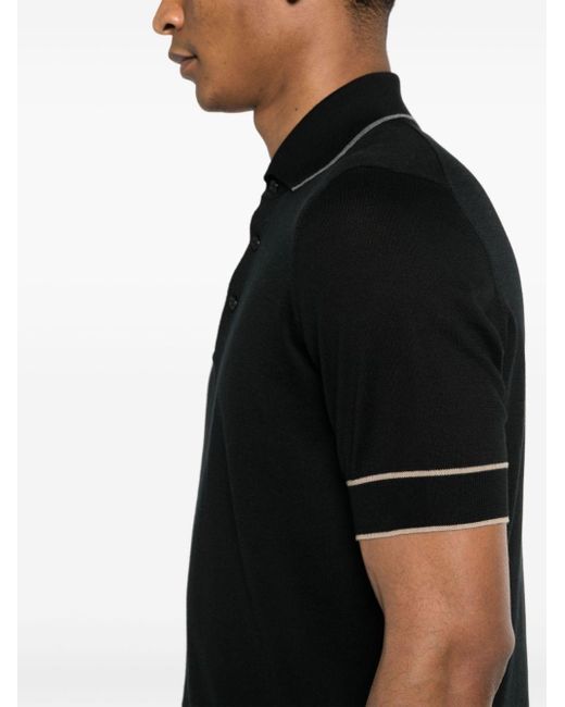 メンズ Brunello Cucinelli ストライプエッジ ポロシャツ Black