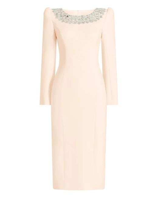 Jenny Packham Natural Jacquetta Embellished Midi Dress