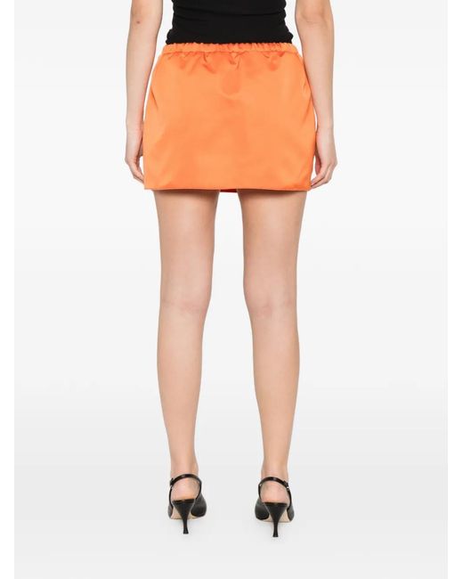 N°21 Orange Elasticated Woven Mini Skirt