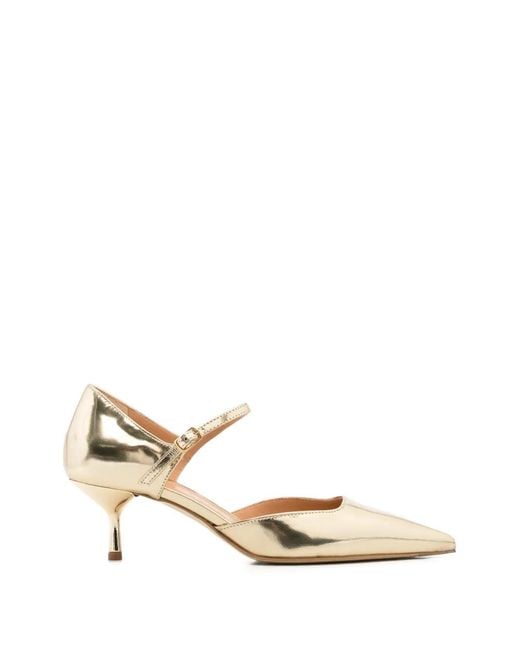 The Seller Natural Pointed-Toe Buckle-Strap Pumps