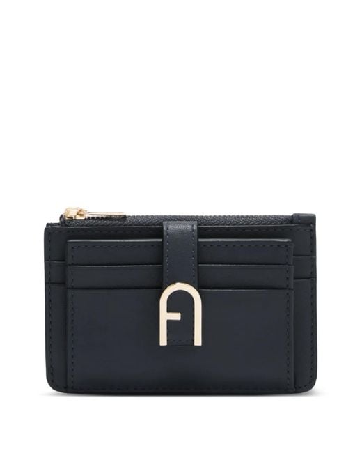 Furla Blue Zip-Around Buckle Card Holder