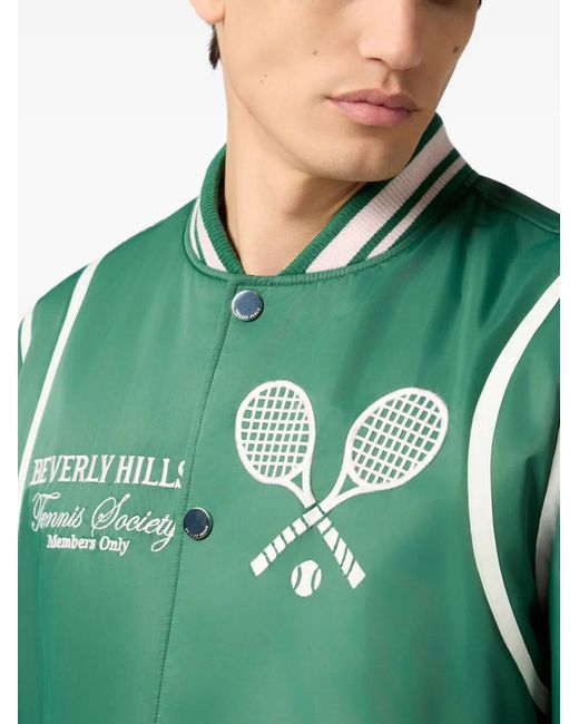 Philipp Plein Green Tennis Club Long-Sleeves Bomber Jacket for men