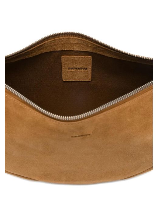 Sandro White Small Zipped Split Leather Hobo for men