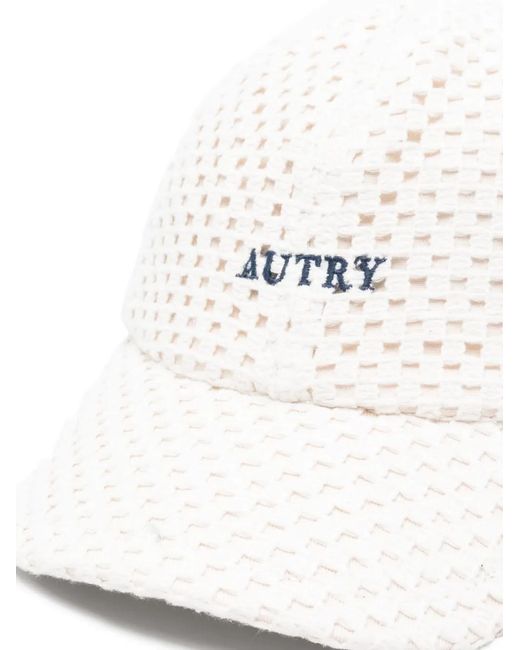 Autry White Embroidered Baseball Cap for men
