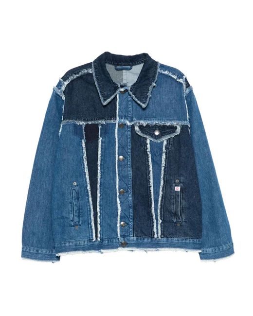 Charles Jeffrey Denim Jack Met Patchwork En Franje in het Blue