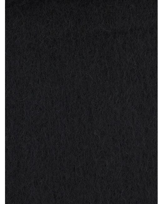 Marni Black Fringed Logo-Patch Scarf