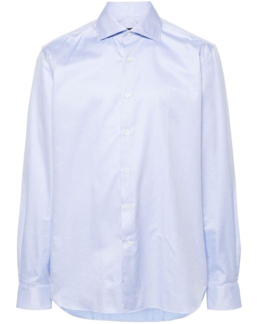 Corneliani Overhemd Met Visgraat Jacquard in het Blue voor heren