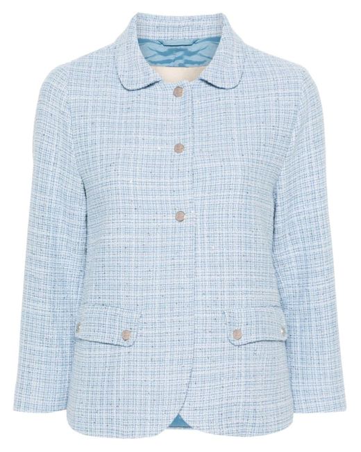 Herno Blue Sequin-embellished Tweed Jacket