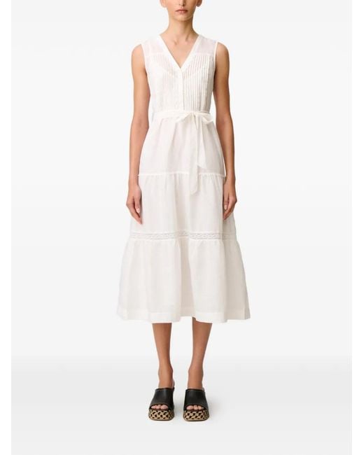 white flowy midi dress WAYF XS Lined Bridal Graduation Engagement A-Line 45 a smocked section in the back Women's Radiant Reverie White Midi