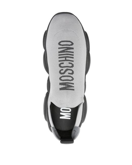 Moschino White Logo-Intarsia Slip-On Sneakers for men
