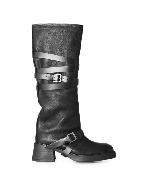 Miista Black Katarzyna Belted Tall Boots