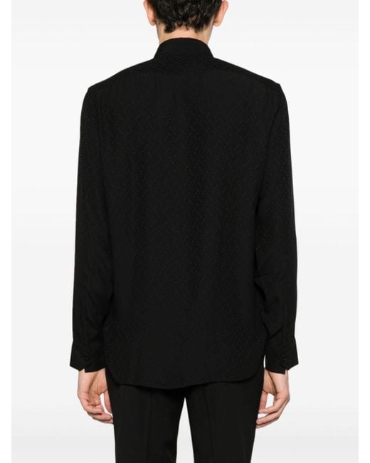 Saint Laurent Black Silk Shirt With Polka Dots for men
