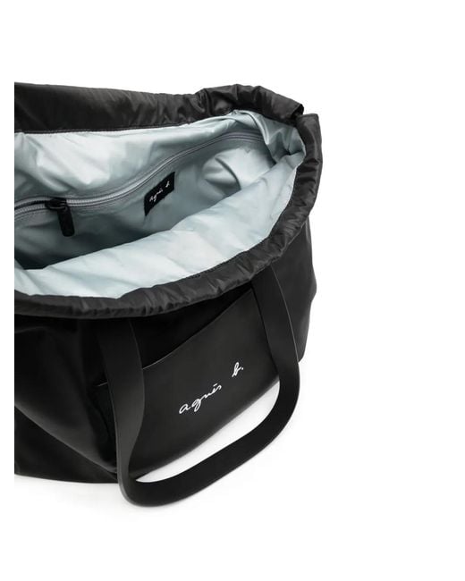 Agnes B. Black Drawstring Shoulder Bag