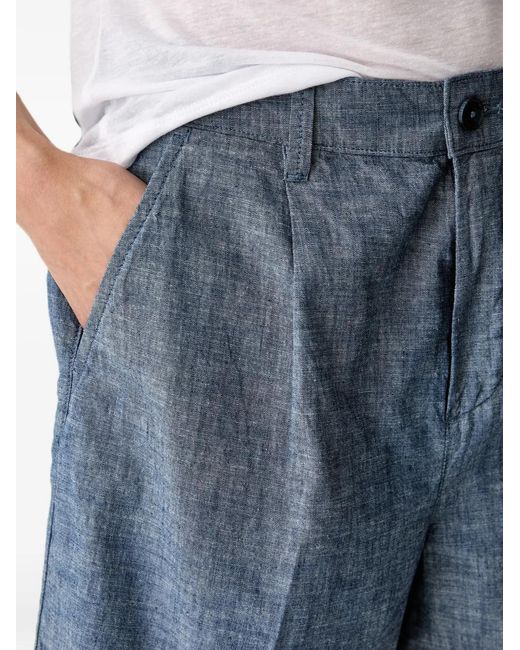 Benetton Blue Pleated High-Waisted Shorts