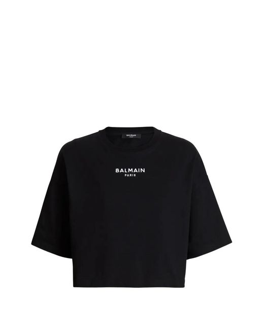 Balmain Black Paris Embroidered T-Shirt