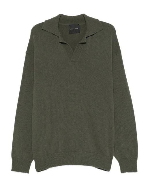 Roberto Collina Green Cashmere-Blend Polo Shirt for men