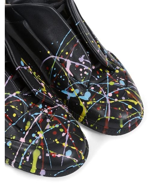 Maison Margiela Black Future Paint-Splatter Leather Sneakers for men