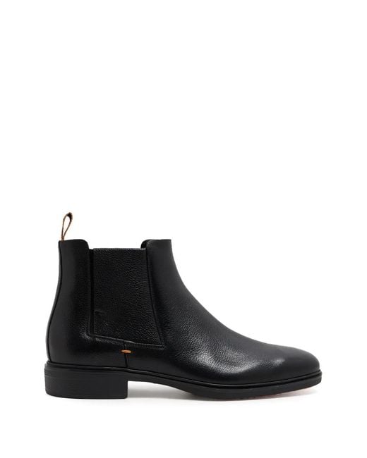 Santoni Black Easy Leather Chelsea Boots for men
