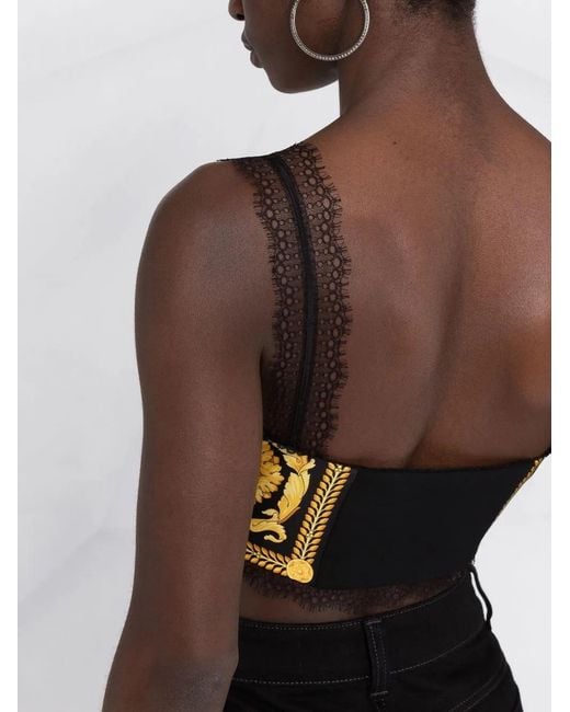 Versace Metallic Baroque-Print Top