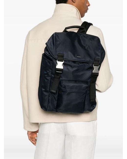 Sandro Black Nylon Backpack for men