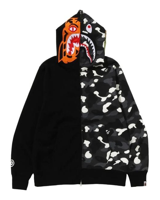 A Bathing Ape Black City Camo Tiger Shark Zip-Up Hoodie for men