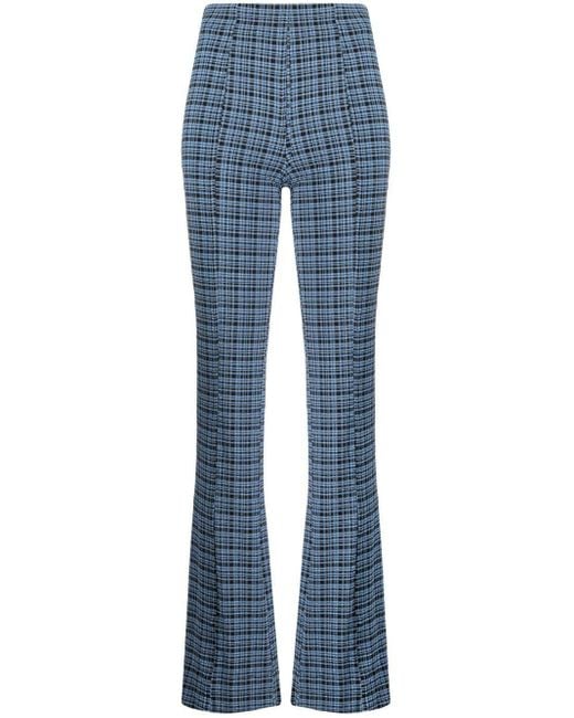 Ganni Synthetic Seersucker Flared Trousers in Blue - Save 21% | Lyst