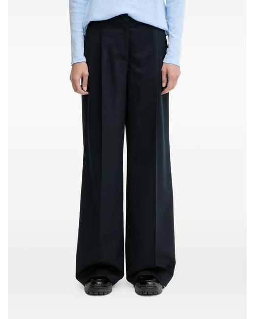 Marc O' Polo Black Pleated Wide-Leg Trousers