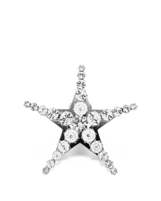 Alessandra Rich White Crystal-Embellished Star-Shaped Earrings