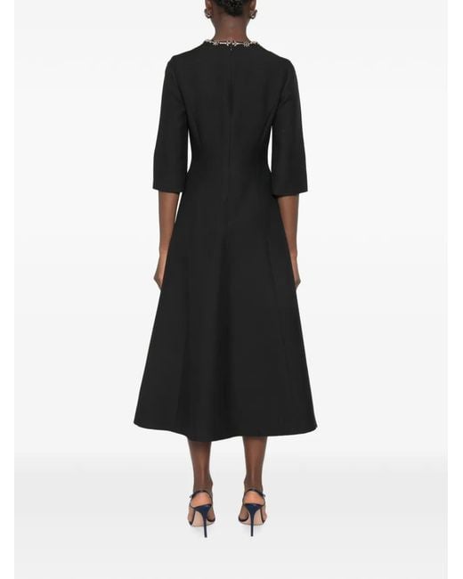 Valentino Garavani Black Crystal-Embellished A-Line Midi Dress
