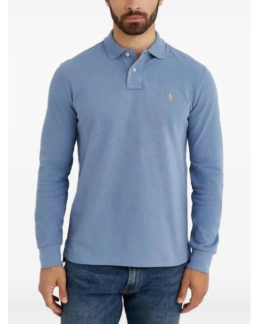 Polo Ralph Lauren Blue Polo Pony-Embroidered Polo Shirt for men