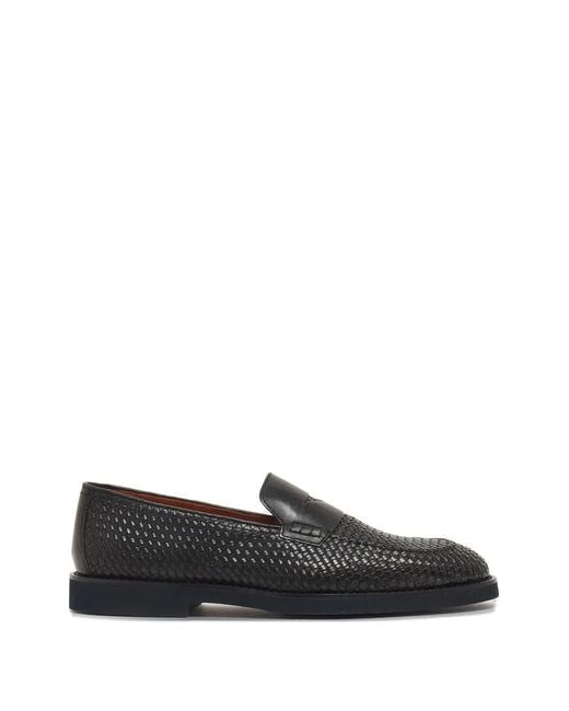 Doucal's Black Woven-Texture Loafers for men