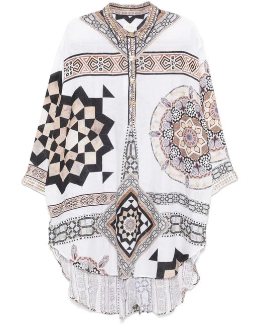 Camilla Gray Tile Style Midi Dress