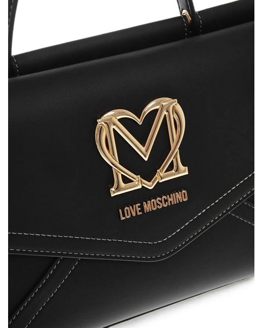 Moschino Black Logo-Plaque Tote Bag