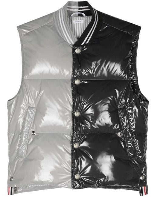 Thom Browne Black Two-Tone Down Gilet for men