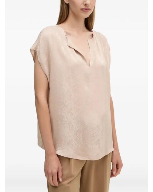 Sisley Natural V-Neck Snake-Pattern Blouse