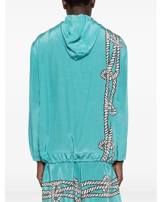 Amir Slama Blue Graphic-Print Silk Jacket for men