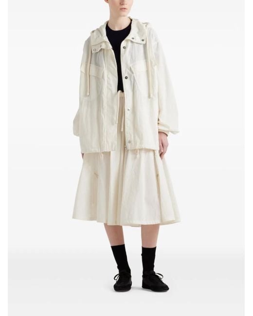 Prada White Cotton-Blend Belted Jacket