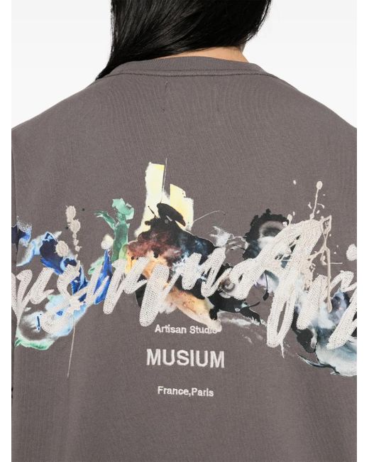 Musium Div. Gray Logo-Embroidered T-Shirt for men