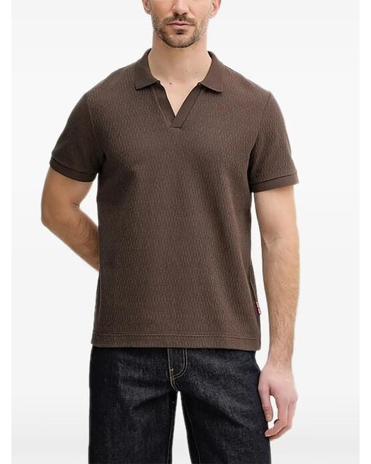 Joop! Gray Textured V-Neck Polo Shirt for men