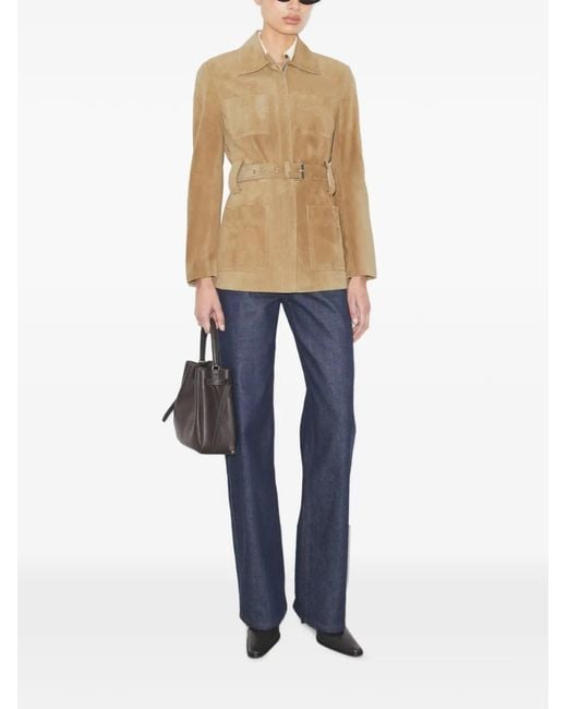 Tory Burch Natural Belted Suede Jacket