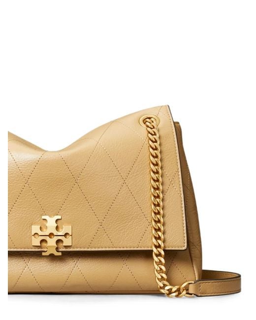 Tory Burch Natural Charlie Quilted Leather Shoulder Bag