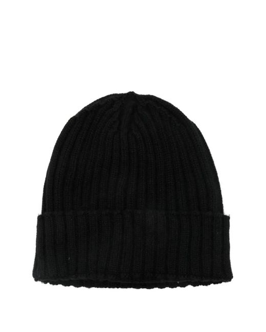 Dell'Oglio Black Ribbed Beanie for men