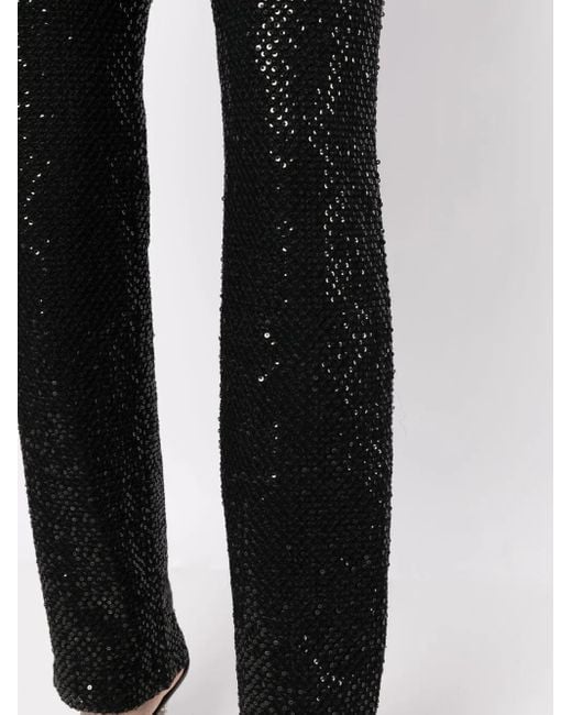 Saiid Kobeisy Black Sequined Straight-Leg Trousers