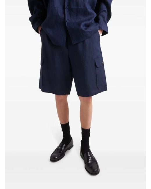 Prada Linnen Bermuda Shorts in het Blue voor heren